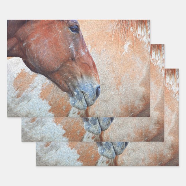 Feuille De Papier Cadeau Cheval Pays Rustique Brown Ouest Découpage (Lot)