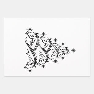 Feuille De Papier Cadeau Chevaux Noël Arbre équestre Noël Noël