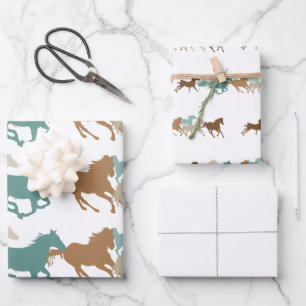 Feuille De Papier Cadeau Chevaux sauvages qui courent