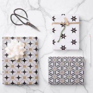 Feuille De Papier Cadeau Chic blanc nautique et bleu marine