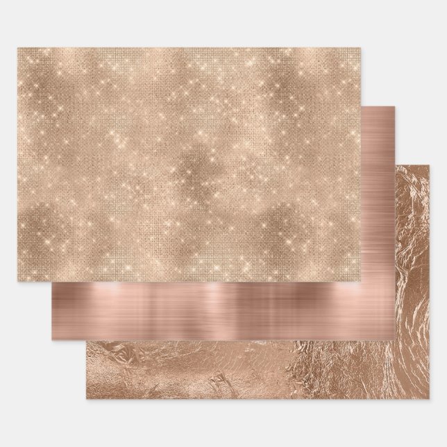 Feuille De Papier Cadeau Chic Champagne Gold Sparkle Glitz (Lot)