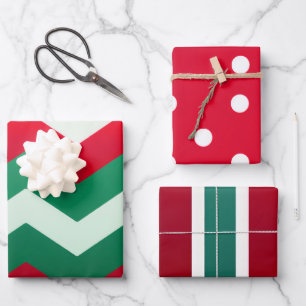 Feuille De Papier Cadeau Chic Chevron et Polka-Dot Holiday