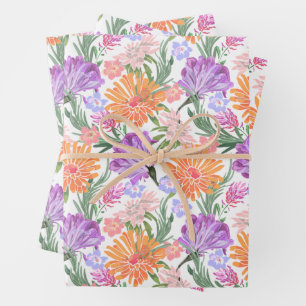 Feuille De Papier Cadeau Chic coloré Floral