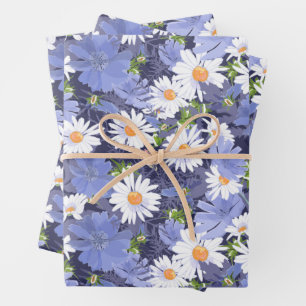 Feuille De Papier Cadeau Chic Daisies Périwinkles Floral