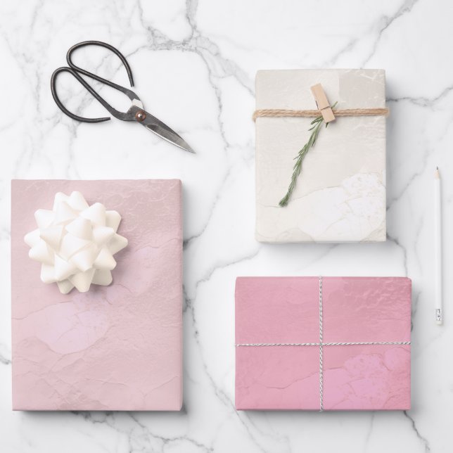 Feuille De Papier Cadeau Chic Fête de Mariage Perle Rose (Recto)