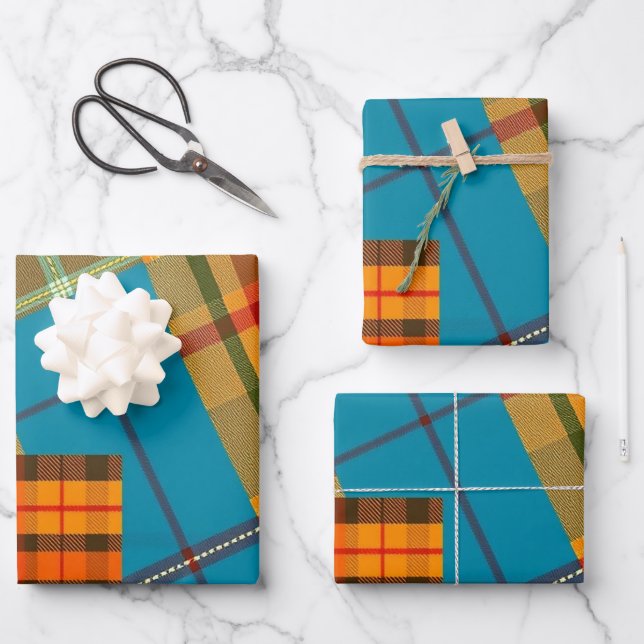 Feuille De Papier Cadeau Chic Folk Plaid (Recto)