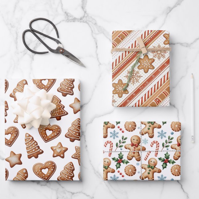 Feuille De Papier Cadeau Chic Gingerbread & Cookies Delight Bakery Holiday  (Recto)