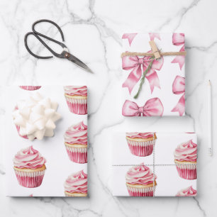 Feuille De Papier Cadeau Chic Girl Cupcake rose Anniversaire