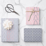 Feuille De Papier Cadeau Chic Modern Minimalist Grey Pink<br><div class="desc">Chic modern minimalist grey pink Christmas tree outlines wrapping paper.</div>