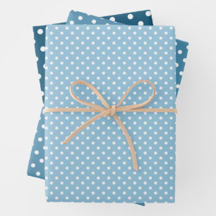 Feuille De Papier Cadeau Chic Turquoise Bleu Bleu Blanc Pois Motif