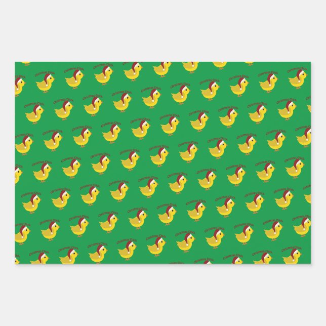 Feuille De Papier Cadeau Chick de Noël (Devant)
