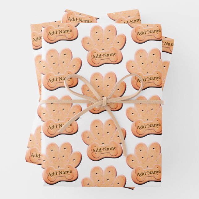 Feuille De Papier Cadeau Chien Biscuit Pawprint et Bone Art (En situation)