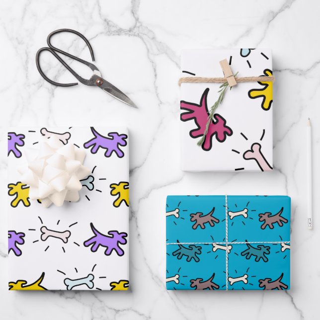 Feuille De Papier Cadeau Chien Bone Graffiti Style 3 motif WPS3 (Recto)