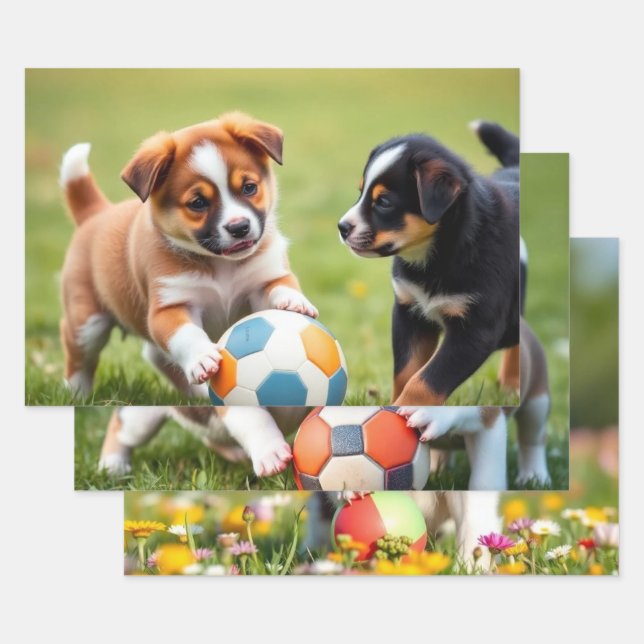 Feuille De Papier Cadeau Chien / Chien (Lot)