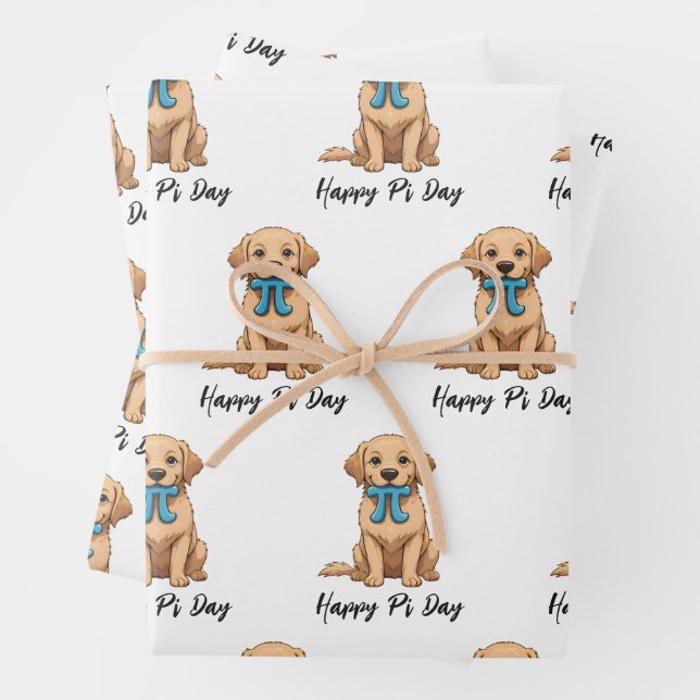 Feuille De Papier Cadeau Chien De Jour Pi Avec Symbole Pi | Joyeuse Journée (En situation)