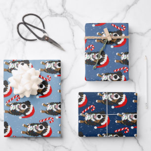 Feuille De Papier Cadeau Chien de montagne bernois de Noël