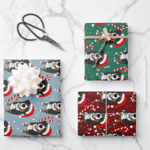 Feuille De Papier Cadeau Chien de montagne bernois de Noël