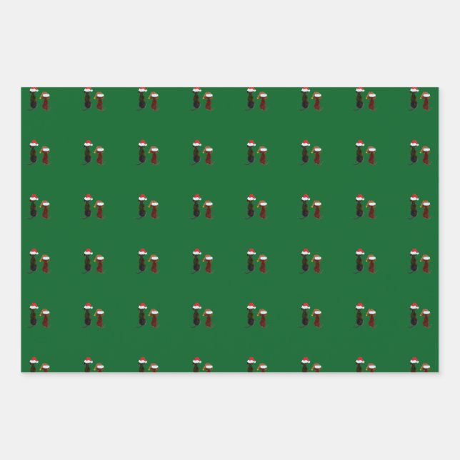 Feuille De Papier Cadeau chien de noël (Devant 3)