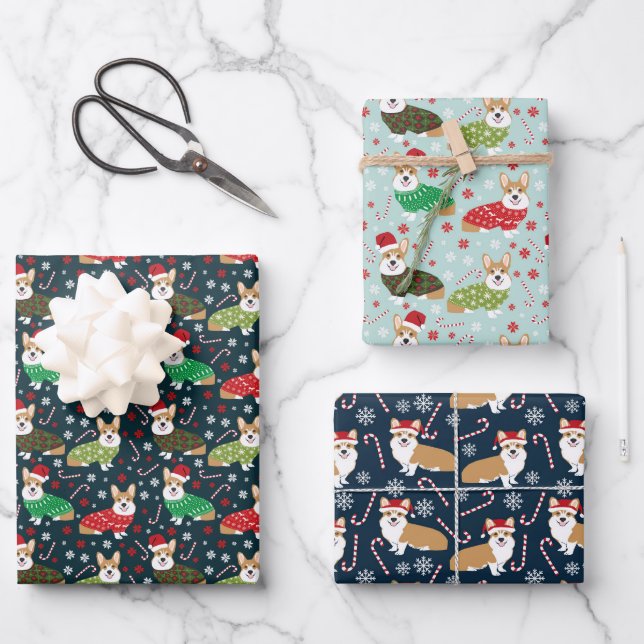 Feuille De Papier Cadeau Chien de Noël (Recto)