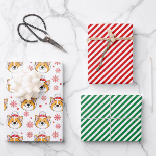 Feuille De Papier Cadeau Chien de Noël et tripes de Corgi