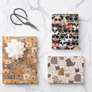 Feuille De Papier Cadeau Chiens Charmants Délice