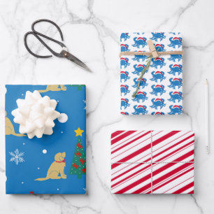 Feuille De Papier Cadeau Chiens Crabes Arbre de Noël Enveloppe cadeau Ense