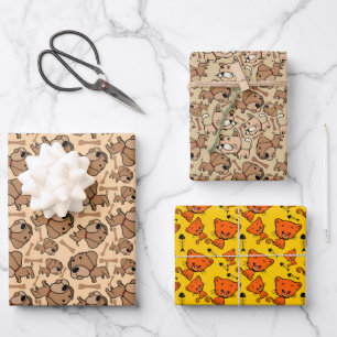 Feuille De Papier Cadeau chiens de chats mignons motif