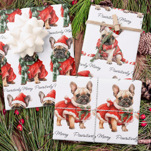 Feuille De Papier Cadeau Chiens de Chiens de Chiens de Fête Noël