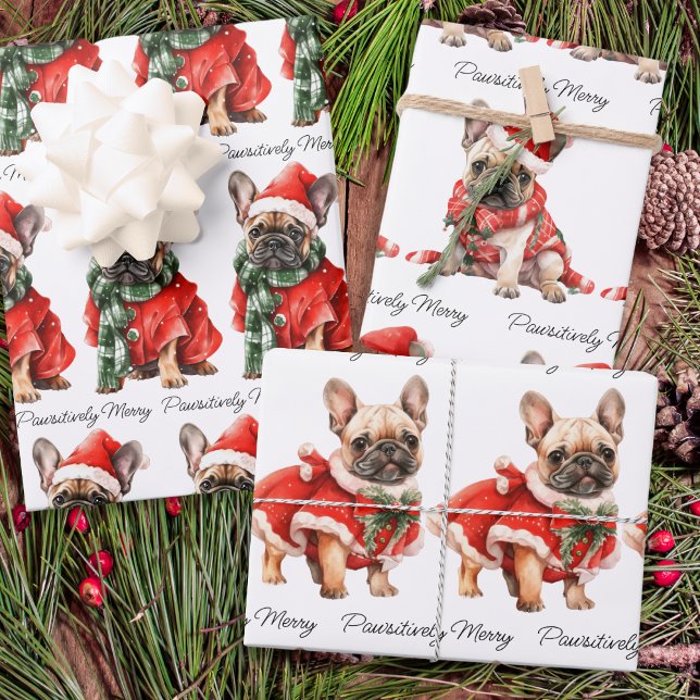 Feuille De Papier Cadeau Chiens de Chiens de Chiens de Fête Noël (Créateur téléchargé)