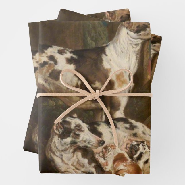 Feuille De Papier Cadeau Chiens de Dalmatie (par James Ward) (En situation)