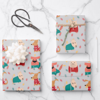Feuille De Papier Cadeau Chiens en chandail de Noël