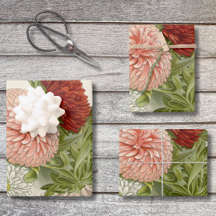 Feuille De Papier Cadeau China Asters - Exquise Vintage Florale Botanique