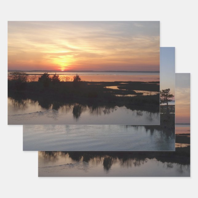 Feuille De Papier Cadeau Chincoteague Sunset II Virginia Paysage (Lot)