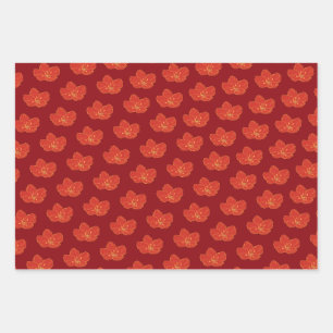Feuille De Papier Cadeau Chinois Oriental Rouge or or Zodiac asiatique
