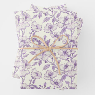 Feuille De Papier Cadeau Chinoiserie florale violet clair