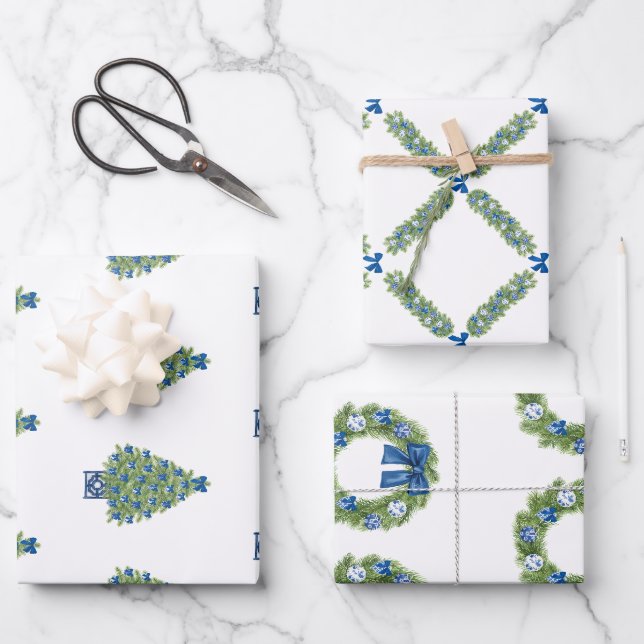 Feuille De Papier Cadeau Chinoiserie Noël (Recto)
