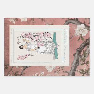 Feuille De Papier Cadeau Chinoiserie Rose Dusty + Mode