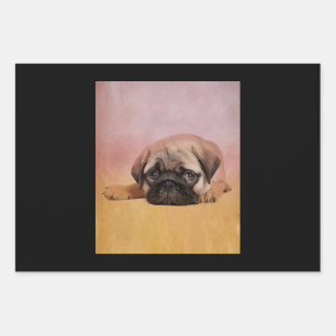 Feuille De Papier Cadeau Chiot Carlin mignon Cadeau Amoureux de les chien