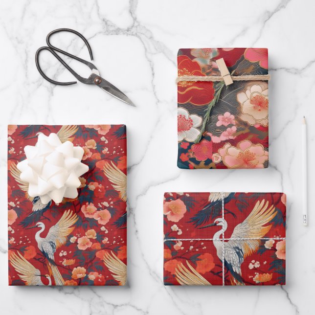 Feuille De Papier Cadeau Chiyogami Yuzen Washi Style motif (Recto)