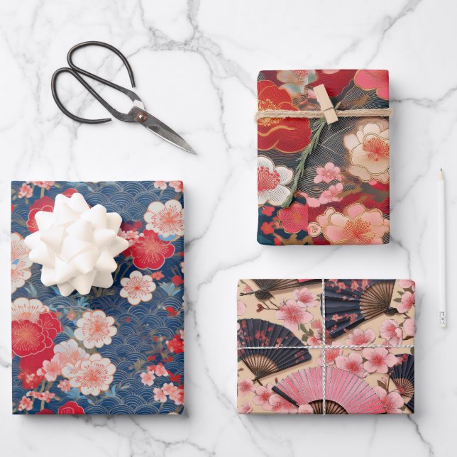 Feuille De Papier Cadeau Chiyogami Yuzen Washi Style motif (Recto)