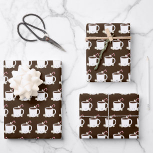 Feuille De Papier Cadeau Chocolat chaud doux Noël Brown