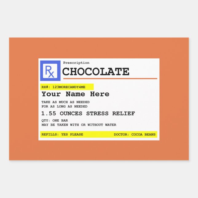 Feuille De Papier Cadeau Chocolat d'ordonnance personnalisé  (Devant)