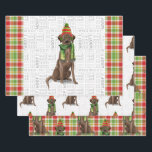 Feuille De Papier Cadeau Chocolat Labrador Christmas Dog Plaid<br><div class="desc">Ce mignon chien du Labrador Chocolate Retriever est prêt pour la saison des Fêtes un casquette et foulard d'hiver, ce qui fait de ce chien un vrai fashionista. Ce mignon chien de Noël est associé à une impression plaid dans les tons rouge et vert sur cet ensemble d'enveloppement cadeau pour...</div>