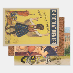 Feuille De Papier Cadeau Chocolat Menier Petite fille Mur écriture