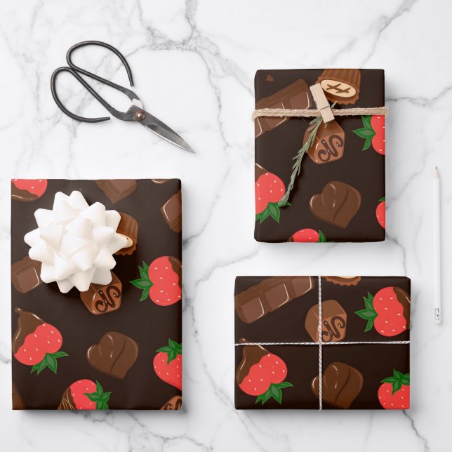Feuille De Papier Cadeau Chocolats (Recto)