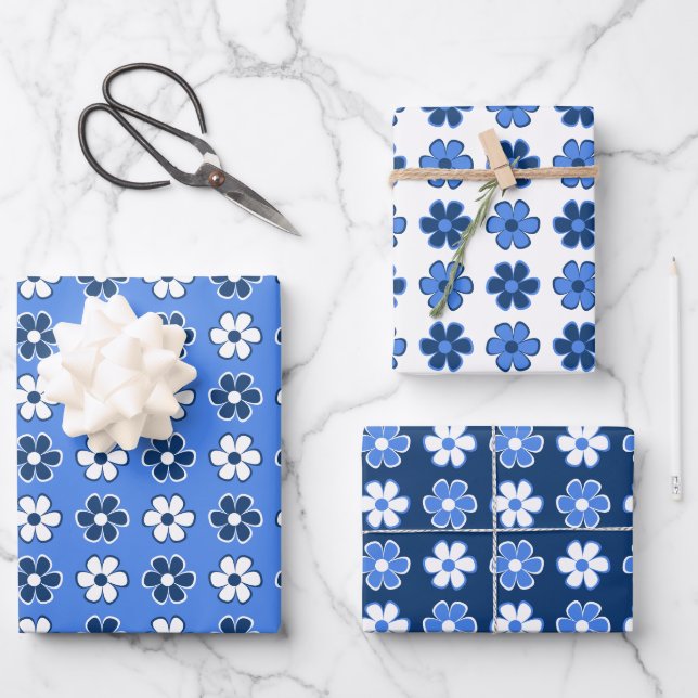 Feuille De Papier Cadeau Choisissez vos propres couleurs - Fun Retro Flower (Recto)