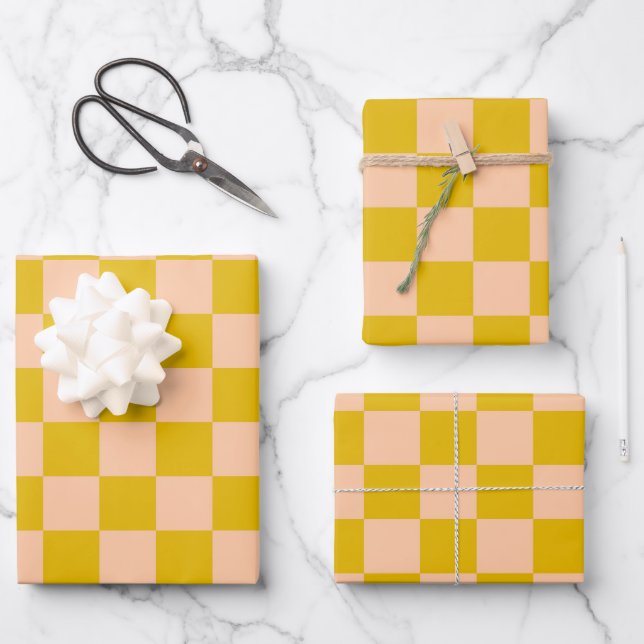 Feuille De Papier Cadeau Chou et carton de pêche (Recto)