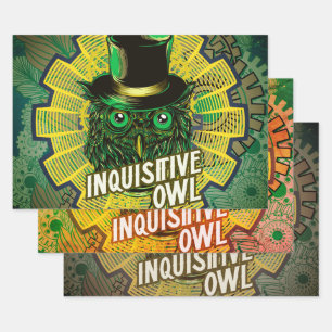 Feuille De Papier Cadeau Chouette à vapeur