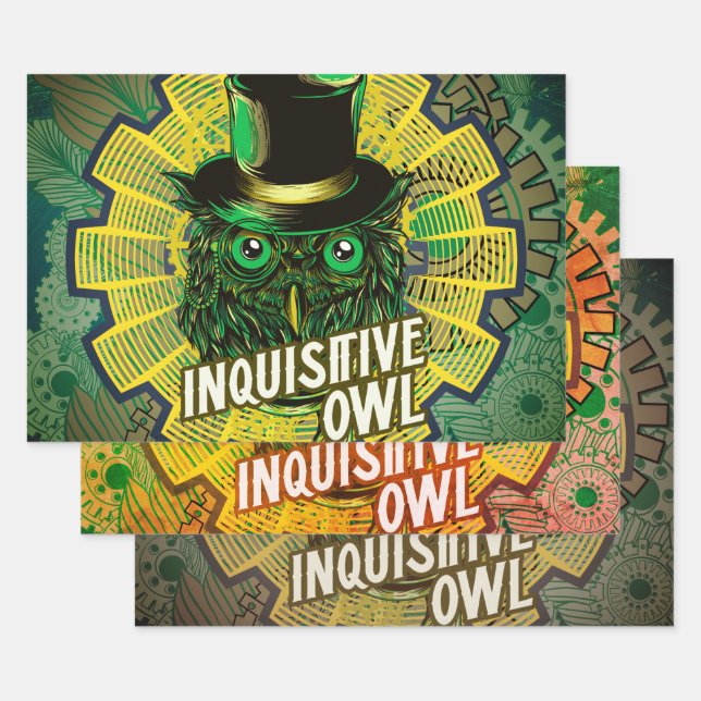 Feuille De Papier Cadeau Chouette à vapeur (Lot)