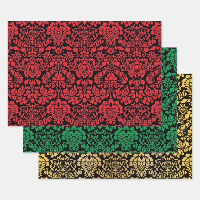 Feuille De Papier Cadeau Christmas Brocade Dark Trio (Lot)